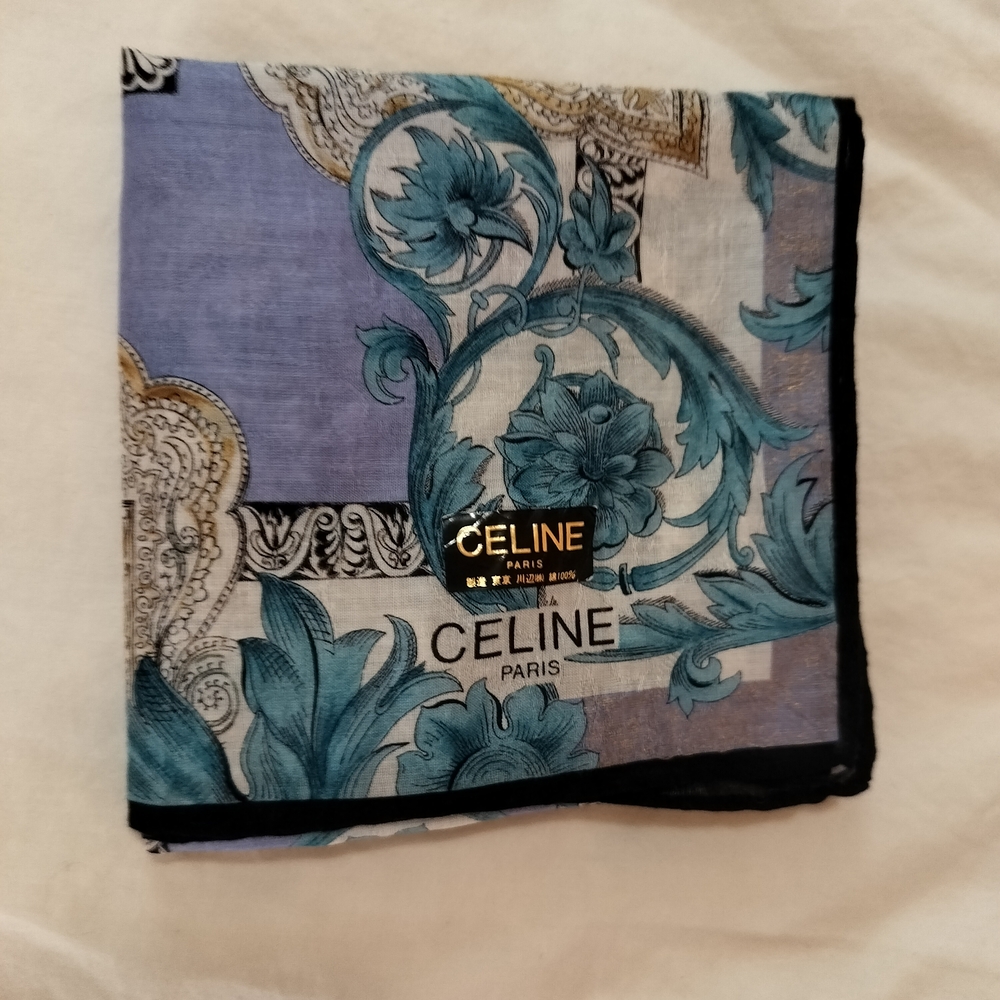 Celine Blue and Teal Floral Scarf
